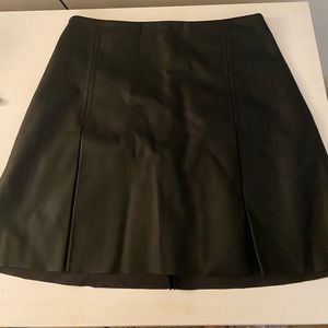 Black Faux Leather Mini Skirt with Pleats